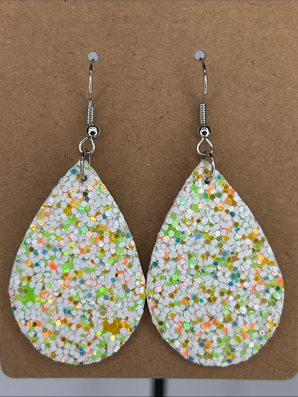 Mini Faux Leather Teardrop Earrings Neon Glitter Fashion Jewelry